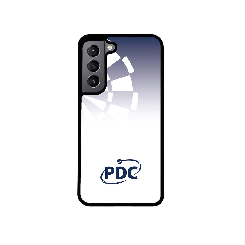 Show your support for the Professional Darts Corporation with the PDC Fade Dartboard Phone Case, featuring a black border, blue and white gradient, abstract circular lines, and the PDC logo with a swoosh at the bottom center.